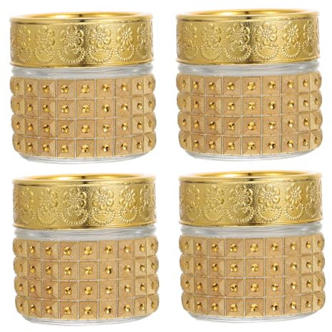 Happyyami Lot De 4 Bocaux De Rangement En Verre Doré 10 g Petit Format Multifonctions Pour Stockage Thé Aliments Ménagers