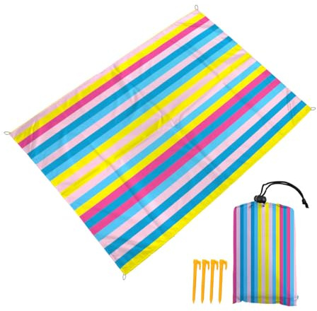 DOTBUY-SHOP Streifen Stranddecke Groß, Stranddecke Sandfrei, Picknickdecke Wasserdicht, TragbareStrandmatte, Schnelltrocknend Outdoor Picknickmatte für Wandern Camping (Pink,200x210cm)