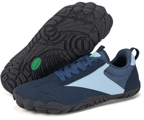 SAGUARO Unisex barfotaskor, lätta, ventilerande, halkfria, barfota, sneakers med bred tålåda, blå, 40 EU