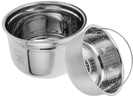 LIGIGWASH Cuve de Cuisson Intérieure en Acier Inoxydable 4l pour Cuiseur à Riz Électrique avec Plateau Vapeur Multifonction et Séparation Riz et Soupe, Antiadhésif et Argenté