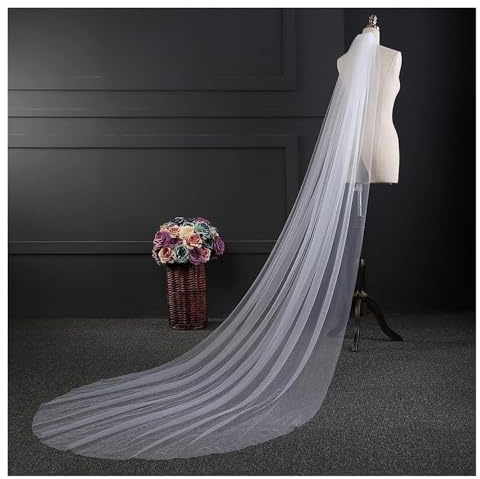 Bröllopsslöja, Ett lager 5 meter brudslöja 3 kort slöja for brud med kam kyrkslöjor band(Beige,300cm)
