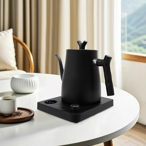 Bollitore elettrico a collo di cigno in acciaio inox, 1 litro bollitore elettrico con regolazione della temperatura, funzione di mantenimento del calore e manico di protezione dal calore, per caffè