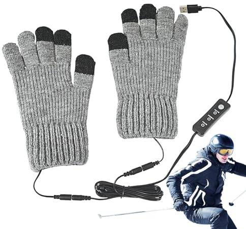 Fierudeng Guantes de Calefacción,Manoplas Calefactoras con Conexión USB,Calentadores De Manos con Calor Cálido | Ajustes de Temperatura para Hombres y Mujeres Actividades de Invierno al Aire Libre