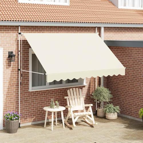 Brise Vue Retractable, Auvent Manuel rétractable 300 cm Crème, cloison de Separation Interieur pour Balcon, terrasse et Jardin