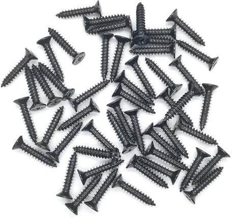 M4 Stainless Steel Screws 25 mm, Black Self Tapping Flat Countersunk Head Wood Screw, Hardware Fasteners, Pack of 50