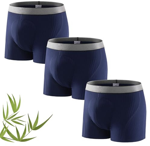 Carer 3er Pack Inkontinenz Pants Männer Bambus 160 ml Absorptionskapazität | verbesserte Boxershorts Herren Waschbar Auslaufsicher Weich Atmungsaktiv Komfort Funktionsunterwäsche Blau Größe M