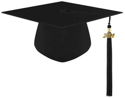 2026 Kindergarten Graduation Cap With Year Charm And Tassel Mortar Board Hat Made Premium Quality Polyester Matte Finish Fabric - Mortarboard Tassels Photography Supplies (Black,One Size)