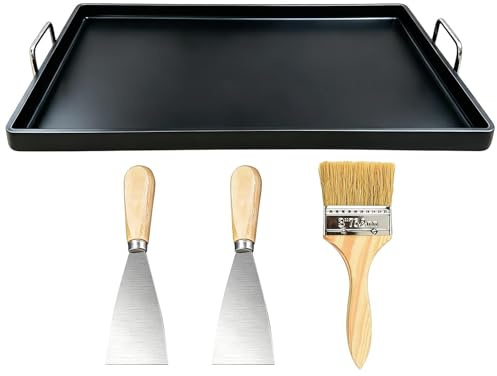 Bistecchiera per barbecue, struttura in ghisa resistente, 30 x 20 cm, pentole per grill, piastra da campeggio, cottura antiaderente, per campeggio, barbecue, cucina, interni ed esterni, tailgating