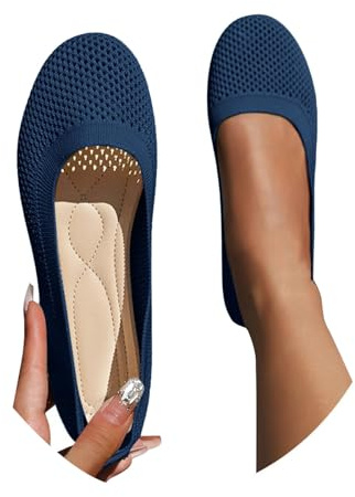 Ballerines Respirantes pour Femmes avec Semelle amortissante, Chaussures Plates élégantes à Enfiler pour la Danse et Les activités Sportives, Tige en Mesh léger et laçage Ajustable, parfaites pour