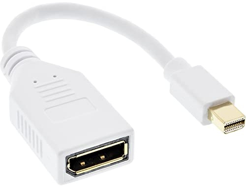 InLine 17150W - Cable Adaptador Mini DisplayPort Macho a DisplayPort Hembra (0,15 m), Color Blanco