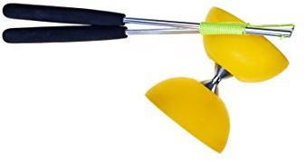 Eureka 515706 Acrobat 105 Gummi Diabolo mit Aluminium Hand Sticks, Gelb