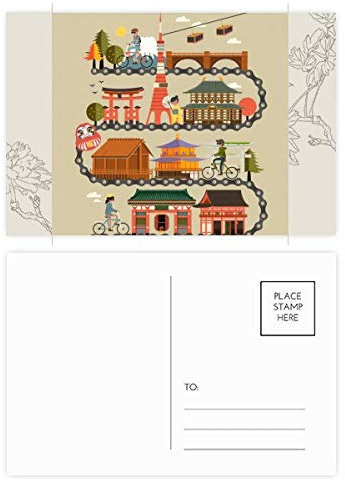 DIYthinker Traditionelle japanische Reit Landshape Karte Blumen-Postkarte Set dankt Karte Mailing Side 20pcs 5.7 Zoll x 3.8 Zoll Mehrfarbig