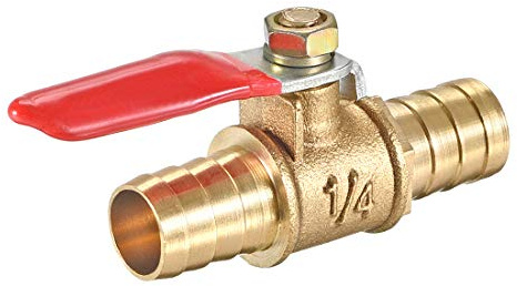Uxcell Ball Valve Shut-Off, 12mm Hose Barb to 12mm Barb, Pipe Tube Fittings, 180 Degree Operation Handle, Brass Valve, Pack of 1