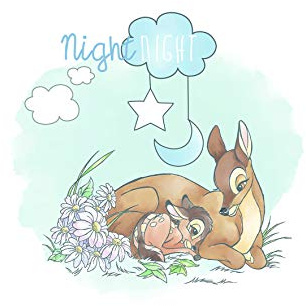 Disney Wandbild von Komar | Bambi Good Night | Kinderzimmer, Babyzimmer, Dekoration, Kunstdruck | Größe 30x40cm (Breite x Höhe) | ohne Rahmen | WB012-30x40, Bunt