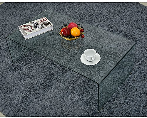 Panana PALDIN Modern Bent Glass Coffee Table, Stylish Low Living Room Table, Minimalist 10mm Tempered Glass, 100L*55W*35.5Hcm