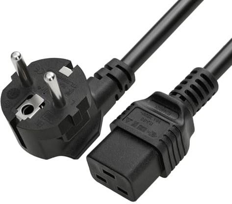 HangTon Power Cord Right Angle Euro Schuko Male to IEC320 C19 Female 16A 250V 3 Prong Cable for UPS PDU Computer (6ft, eu-c19)