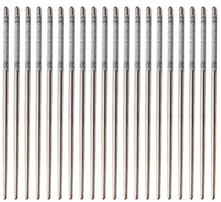10 paia di bacchette in acciaio inox da 23 cm, senza vernice, senza cera, stile classico cinese per cucina, sala da pranzo, gourmet tagliatelle