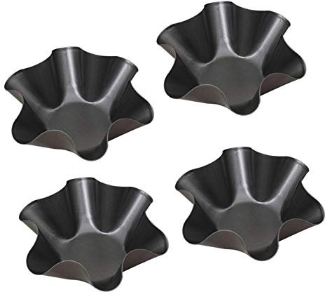 MOVKZACV 4PCS Large Non-Stick Fluted Tortilla Shell Pans Taco Salad Bowl Makers, Non-Stick Carbon Steel 6inch