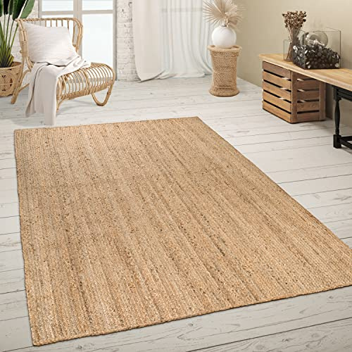 Paco Home Teppich Wohnzimmer Naturfaser Handgearbeitet Jute Meliert Modernes Muster Boho Stil, Grösse:300x400 cm, Farbe:Natur 2