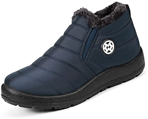Gaatpot Winterschuhe Damen Winterstiefel Wasserdicht Stiefel Warm Schuhe Winter Stiefeletten Blau Gr.38