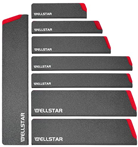 WELLSTAR Knife Edge Guards Set, 8 Piece Universal Blade Covers, BPA Free ABS Protective Blade Sheaths, Non-Scratch Felt Lining Kitchen Knives Covers (Knives not included)