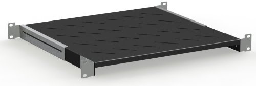 Rack Magic - 1HE Fachboden Rackablage für 19 Zoll Rack bis 40kg 400-540mm Tiefe - Schwarz