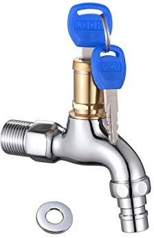 Lwtsrp Außen Abschließbarer Wasserhahn Mit Schloss, Sperrtaste Für Outdoor, Waschmaschine im Garten, Bad Oder Mietraum
