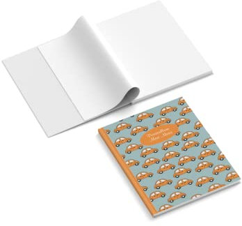 easyprint Poesiealbum personalisiert mit Name | Design Little Car | 148 x 210 mm | Hardcover | Papier 100 g/m² | Blanko Innenseiten | Farbe wählbar | Freundebuch | Erinnerungsbuch (Cyan)