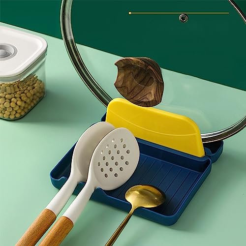 STARRY G Cooking Spoon Rest with Lid Holder, Kitchen Utensil Rest with Drip Pad, Heat-Resistant Pot Cover Holder Stand, Simple Flatware Storage Rack, Countertop Organiser Rack for Ladles, Spatula