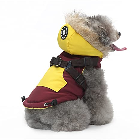 PETCUTE Cappottino Invernale per Cani con Cappuccio,Giacca in Felpa Calda per Cane,Regolabile Cappotti Invernali per Cani Taglia Grande Media,Moda Vestiti per Cani con Pettorina