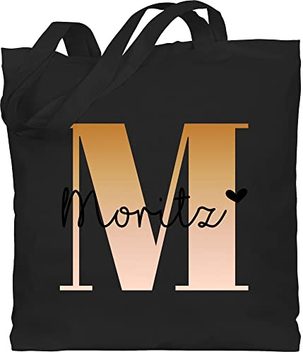 Geschenk mit Namen personalisiert by Shirtracer - Baumwolltasche - Initialen - Name und Buchstabe I Geschenk Anfangsbuchstabe