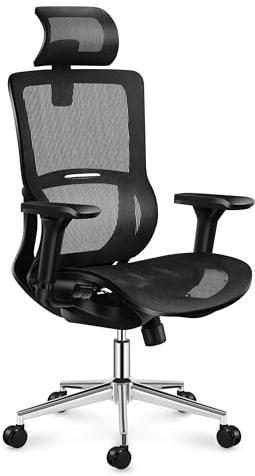 MARK ADLER Expert 6.2 - Bürostuhl Chefsessel Schreibtischstuhl -Eergonomisch Armlehnen - Kopfstütze einstellbar belüftetes Air Mesh HD Material - bis 150 kg - Cradle Plus - Gummi Räder - Schwarz