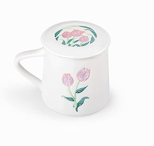 SUNESA Tasses à Café TULIP TASS Office Tea Coupe de thé Filtre de thé Tasse à thé Coupe d'eau 11. 2 OZ blanche Tasse à Thé