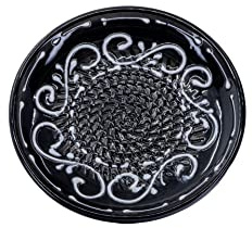 Kaladia keramisk rivjärn/keramisk hyvel – perfekt för ingefära, parmesan etc. – i svart och vit – diameter: 12 cm, handgjord och handmålad, tillverkad i Spanien