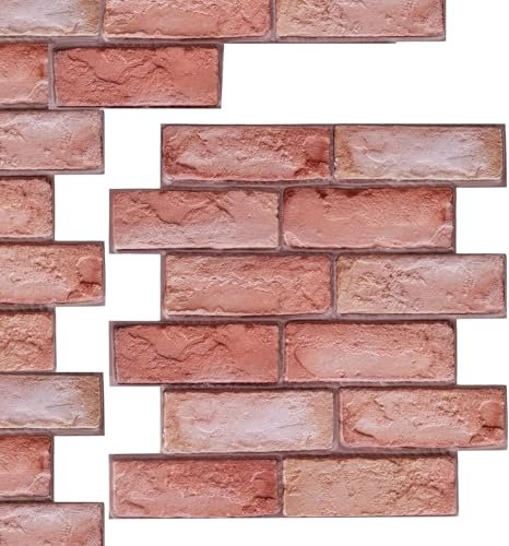 Ticeed Pannelli da Parete 3D, 12 Pezzi Carta da Parati 3D Mattoni Rossi Impermeabile Adesivo da Parete in Mattoni in Pietra 3D Autoadesivo da Parete Vintage 30 * 30cm