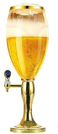 Biersäule Biertower Bierturm Großer Bierspender, 1.5L,3L,5L / 170 oz Draft Bierturm mit Eisrohr-Tap und Lichter, leicht sauber, fantastisches Geschenk for Bierliebhaber,Gold,1.5L