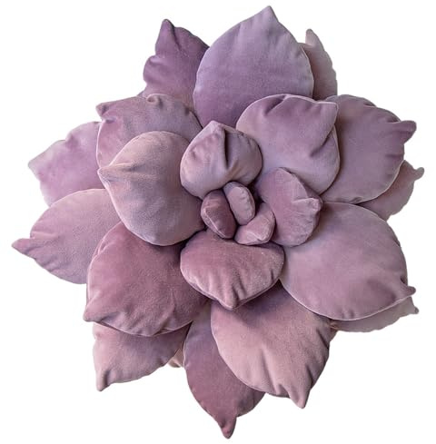 Hearthfire Hygge 3D 17 Purple Cactus Flower Pillow | Hand-Stitched Flower Pillow for Bedroom, Living Room, and Nursery | Cozy Decorative Leaf Throw Pillow