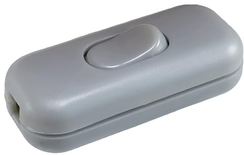 Zwischenschalter Grau (Silber), 3-polig (2) Gehäuse und Kontakten mit schrauben, 6 A, 250 V~, Schnur-Zwischenschalter mit Wippe EIN/AUS Passt für LED