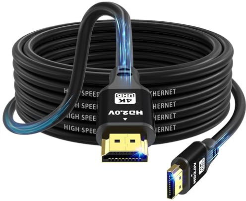charlore Câble HDMI 10m (HDMI 2.0, 18 Gbit/s 4K@60Hz) Connecteurs plaqués or ultra haut débit, compatible avec Blu-Ray, Playstation, Ordinateur Portable, PS34/5, PC, HDTV