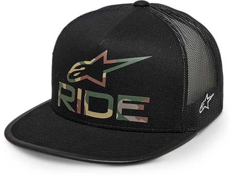 Alpinestars Ride 4.0 Camo Trucker Hat Berretto da Baseball Cappello Trucker con Visiera Piatta e Chiusura a Scatto Snapback Cappellino Uomo Nero Taglia Unica
