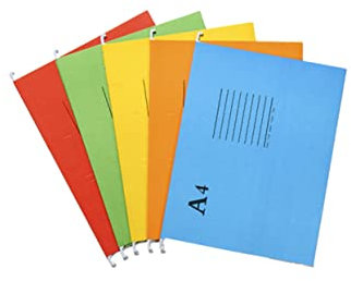 CAXUSD Hängeregistraturmappen Zufälliger Stil A4 aus Papier 5 Stück Schulanfang Deko mit Verschleißfestem Rahmen und Breiter Öffnung als Dokumentenhalter Organizer für Zufällige Farbe