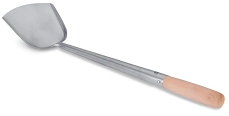 Craft Wok 732W5-3 Wok-Spatel, großer Wok-Pfannenwender aus Edelstahl, mit ergonomischem Holzgriff, traditionelles asiatisches Kochutensilien/732W5-3