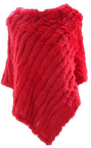 BEALIFE Mode Accessoire Schal für Damen, einfach zu tragen, bequemer Winter Fell Schal, Polyester Wickelmantel Schal, Strickschal, Rot