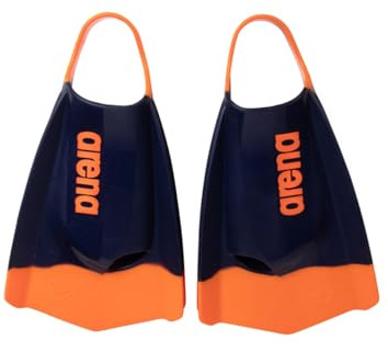 Arena Powerfin Pro II - Pinne unisex per adulti, in silicone, a lama corta, per uomo e donna, personalizzabili, colore: blu navy/arancione, taglia 39-40