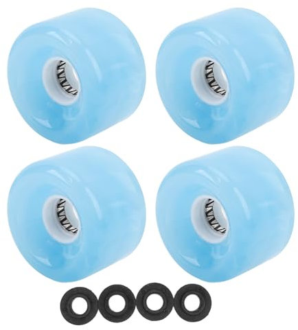 VGEBY Skateboard-Rad-Set, 4 Stück, 52 Mm X 32 Mm, Durchscheinend, Blinkend, Für Longboards und Cruiser, 78A Härte, Hohe Rückfederung, PU-Material, Blau