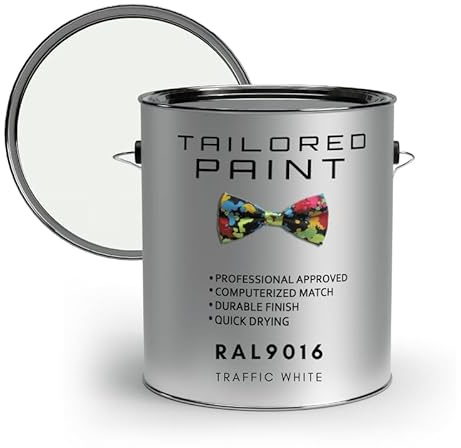Tailored Paint uPVC Window & Door 1K Paint Brush or Spray On - Satin Finish - RAL9016, Traffic White - 1000ml (1L) Tin