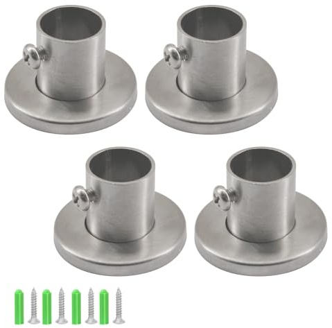 (4 Piezas) Soporte de Tubo de Montaje en Pared de 25mm Soporte de Brida de Varilla de Acero Inoxidable 304 Soporte de Extremo de Poste Soporte de Brida para Ropero de Cortina de Ducha