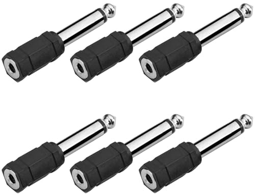 Greluma 6 stück 6,35mm mono auf 3,5mm adapter,1/4 TS männlicher stecker auf 1/8 buchse konverter für kopfhörer,mikrofon