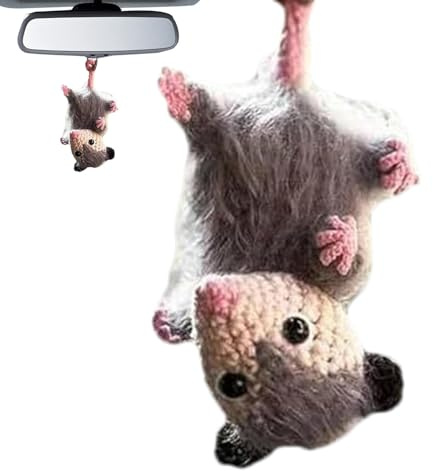 Handgefertigte gestrickte Mäuse, gehäkelt, niedliche Form, Acryl-Rückspiegel-Zubehör, Autodekoration, einzigartiger Auto-Anhänger und Charm für Familie, Freunde, Kollegen