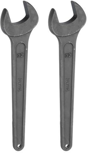sourcing map 2pcs Single Open Ended Spanner Wrench, 32mm, Thicken Carbon Steel Open End Wrench Tool for Automotive Repair and Furniture Assembly, Grey